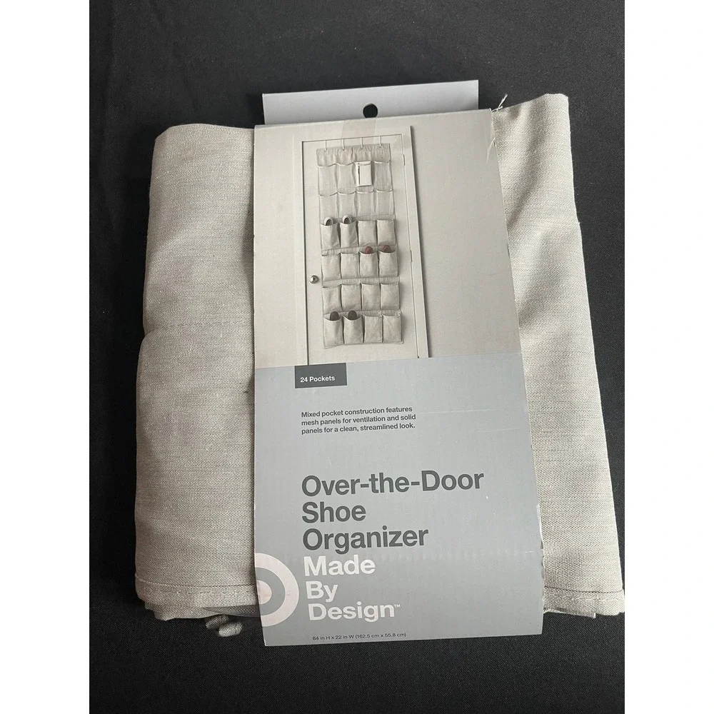 Made By Design Over the Door Shoe Organizer 24 Pocket Beige 64x22in 002051539